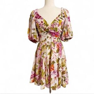 Angie Pink and Green Floral Mini Dress